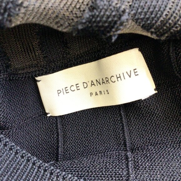 PIECE D'ANARCHIVE BLACK SLEEVELESS GRID-PATTERN KNIT SHEATH DRESS - Picture 5 of 6